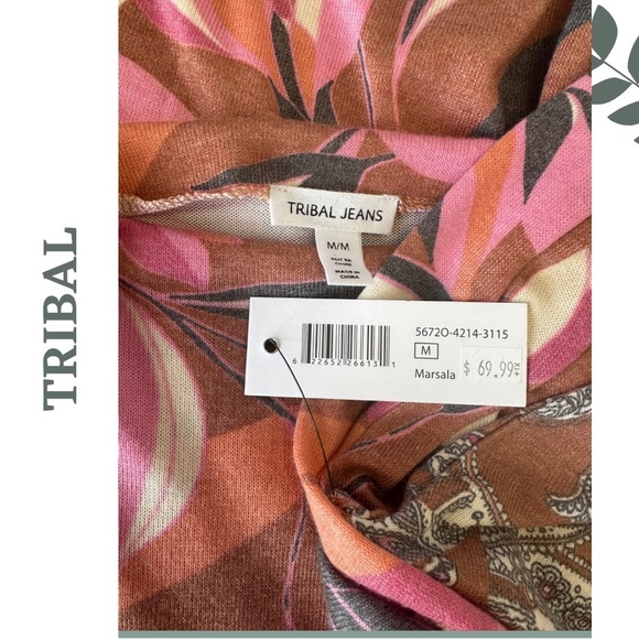 Tribal Denise Drop Shoulder Funnel Neck Top in Marsala - 5672O-4214 Pink Medium - Picture 6 of 7